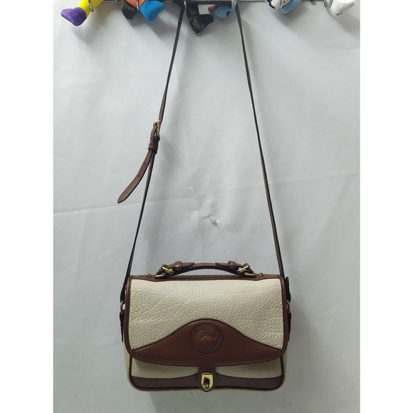 Dooney & Bourke Ivory Pebbled Leather Buckle Satchel Crossbody Bag - Made in USA - Picture 3 of 16